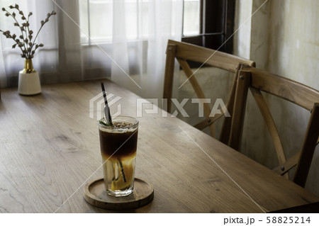 Signature drink of iced peach black coffee 58825214