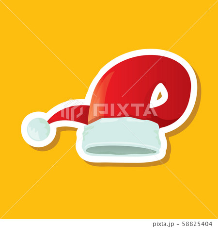 vector red funky Santa Claus hat sticker icon or label isolated on orange background. merry vector red funky Santa Claus hat sticker icon or label isolated on orange background. merry 58825404