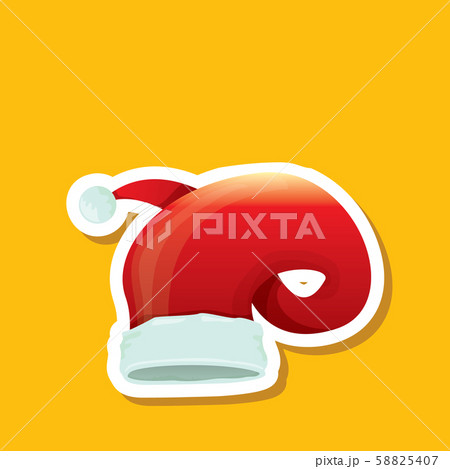 vector red funky Santa Claus hat sticker icon or label isolated on orange background. merry vector red funky Santa Claus hat sticker icon or label isolated on orange background. merry 58825407