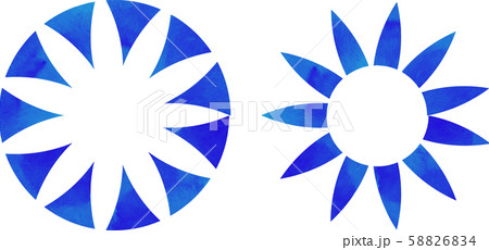 サークル_フレーム_枠_フラッグ_三角_ガーランド_水彩_ブルー_青_クリスマス 58826834