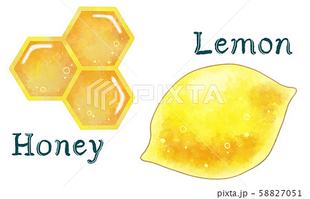 ハニー レモン はちみつレモン 水彩風イラスト素材 アイコンのイラスト素材
