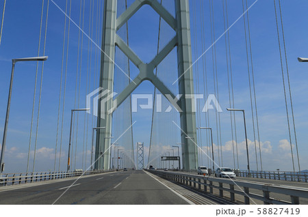 神戸淡路鳴門自動車道上り線、明石海峡大橋 神戸淡路鳴門自動車道上り線、明石海峡大橋 58827419