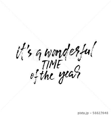 It is a wonderful time of the year. Holiday modern dry brush ink lettering for greeting card. Vector It is a wonderful time of the year. Holiday modern dry brush ink lettering for greeting card. Vector 58827648