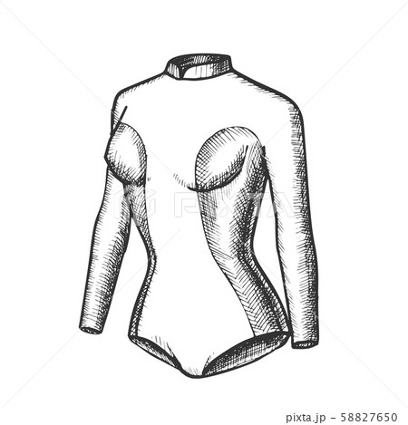 Surfer Swimming Suit For Woman Monochrome Vector 58827650