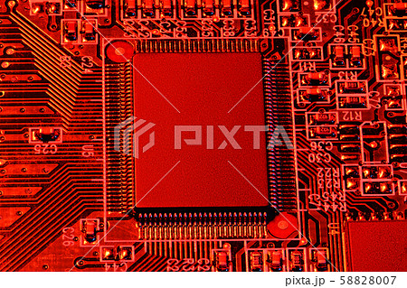 printed circuit board and microchip, or cpu, in 58828007