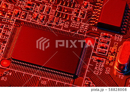 printed circuit board and microchip, or cpu, in 58828008