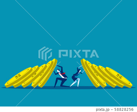 Business team blocking currency domino effect. 58828256