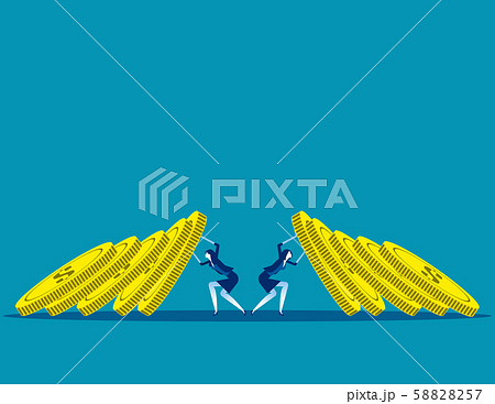 Business team blocking currency domino effect. 58828257