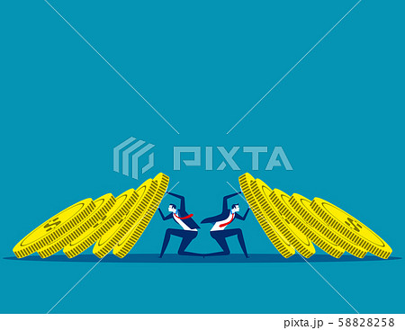 Business team blocking currency domino effect. 58828258