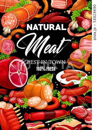 Butcher shop meat, sausages, salami Butcher shop meat, sausages, salami 58828690