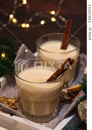 Homemade White Holiday Eggnog with a Cinnamon Homemade White Holiday Eggnog with a Cinnamon 58829953