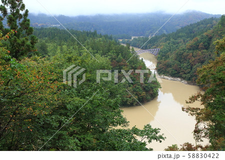 只見線「台風19号通過後の只見川第一橋梁と山々」 只見線「台風19号通過後の只見川第一橋梁と山々」 58830422