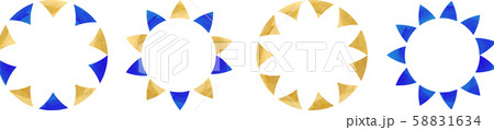 サークル_フレーム_枠_フラッグ_三角_ガーランド_水彩_ゴールド_金_ブルー_青_クリスマス 58831634