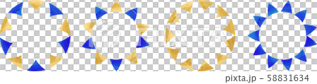 サークル_フレーム_枠_フラッグ_三角_ガーランド_水彩_ゴールド_金_ブルー_青_クリスマス 58831634