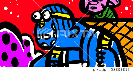 アート 芸術 落書き イタズラ書き 適当 無茶苦茶 馬鹿 無意味のイラスト素材 5812