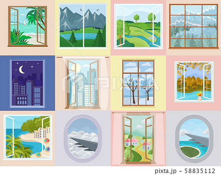 Window vector home interior design with...のイラスト素材 [58835112] - PIXTA