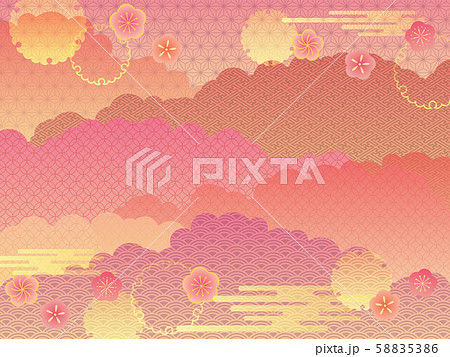 和柄霞のイラスト素材 和柄霞のイラスト素材