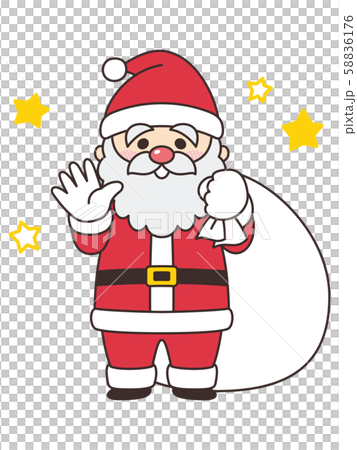 笑顔で手を振るサンタクロース クリスマスのイラスト素材 [58836176