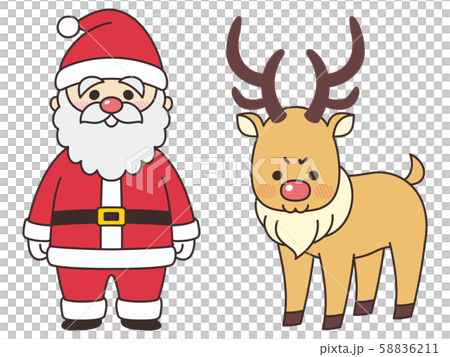 サンタクロースと赤鼻のトナカイ クリスマスのイラスト素材 [58836211