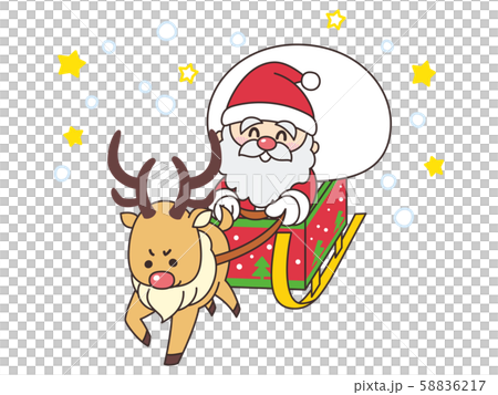 サンタクロースと赤鼻のトナカイ クリスマスのイラスト素材