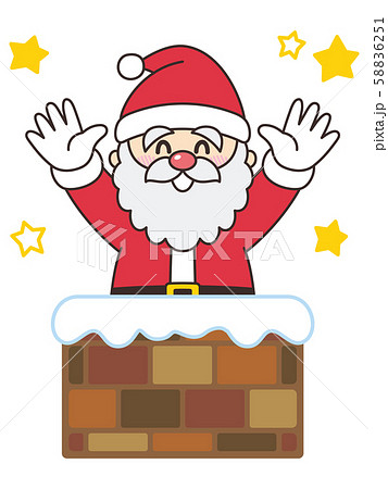 サンタクロースと煙突 クリスマスのイラスト素材 58836251 Pixta