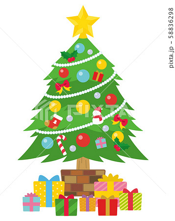 クリスマスツリーとプレゼントボックスのイラスト素材