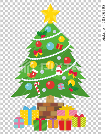 クリスマスツリーとプレゼントボックスのイラスト素材