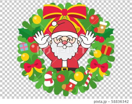 クリスマスリースとサンタクロースのイラスト素材 [58836342] - PIXTA