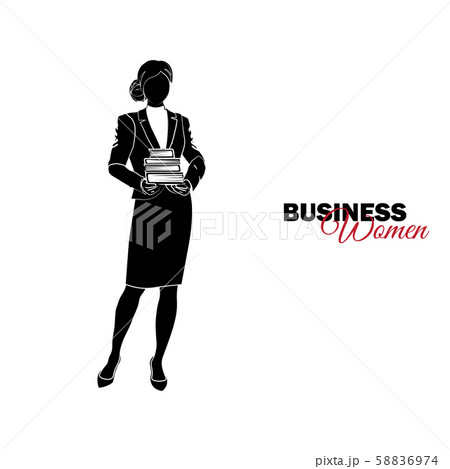 Businesswoman. Woman in business suit. Businesswoman holds a stack of books 58836974