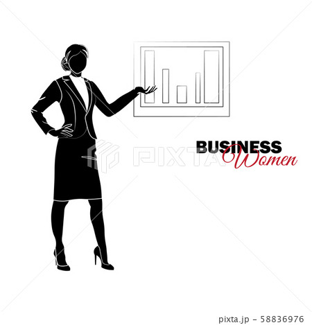 Businesswoman. Woman in business suit. Businesswoman shows on chart, conducts a presentation Businesswoman. Woman in business suit. Businesswoman shows on chart, conducts a presentation 58836976