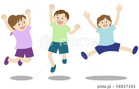 楽しそうにジャンプしている子供たちのイラストのイラスト素材 58837163 Pixta