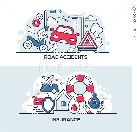 Road accidents and insurance service banner template 58837826