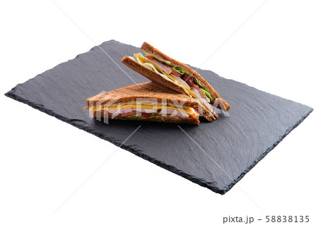 Club sandwich with ham, cheddar, cabbage and 58838135