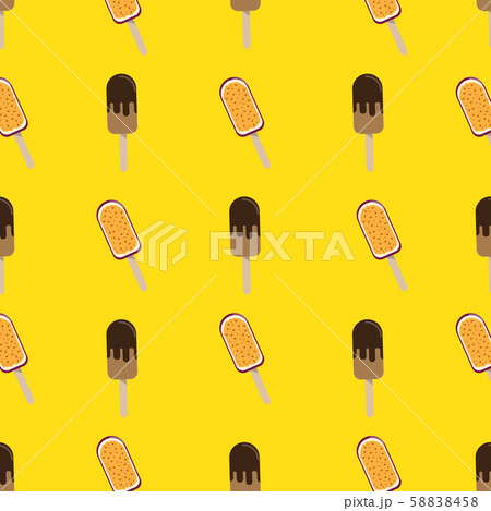 Ice cream seamless background. Retro vector pattern. Tasty colorful summer desert - popsicle, flavored ice or fruit ice lolly. 58838458