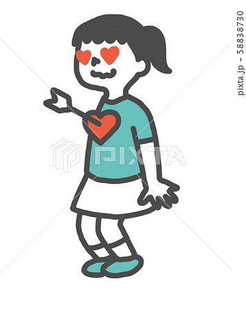 一目惚れ 女の子 のイラスト素材 5730