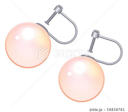 真珠 パールのイヤリングイラスト ピンクのイラスト素材 5781