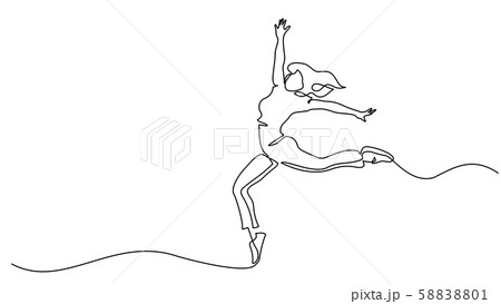 Happy jumping woman. Continuous one line drawing 58838801