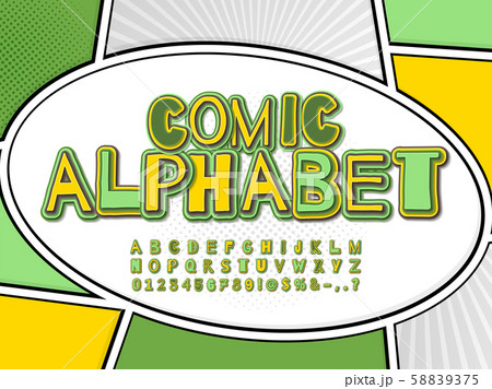 Comics font. Cartoon alphabet in pop art style 58839375