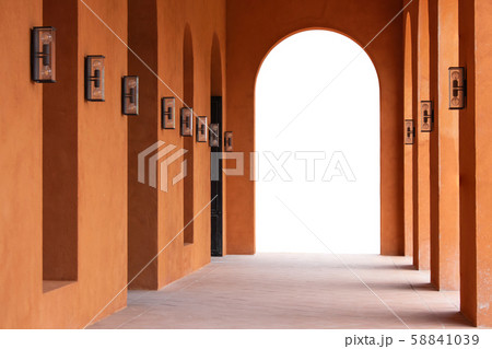 Architecture of Arch walkway or pathway in Roman design. Architecture of Arch walkway or pathway in Roman design. 58841039