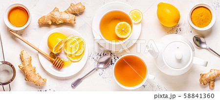 Green tea with lemon and honey. Green tea with lemon and honey. 58841360