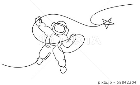 Astronaut logo one continuous line drawing Vector Astronaut logo one continuous line drawing Vector 58842204