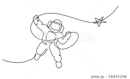 Astronaut logo one continuous line drawing Vector Astronaut logo one continuous line drawing Vector 58842206