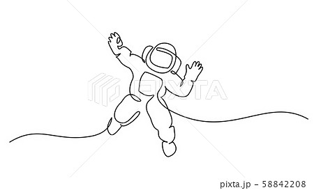 Astronaut logo one continuous line drawing Vector 58842208
