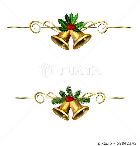 Christmas decorations with fir tree golden jingle bells Christmas decorations with fir tree golden jingle bells 58842345
