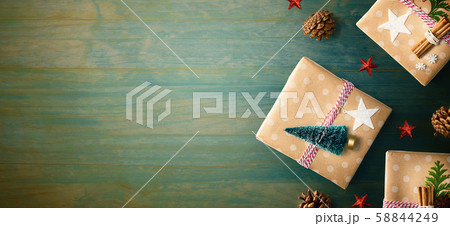 Handmade Christmas gift boxes with ornaments 58844249
