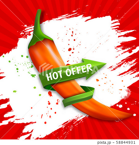 Hot Offer Banner Red Chili Pepperのイラスト素材