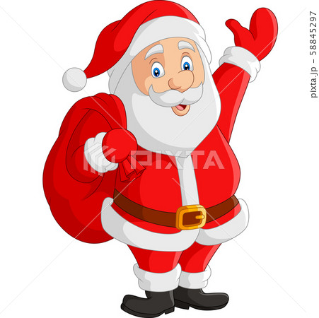 Cartoon Santa Claus carrying sack 58845297