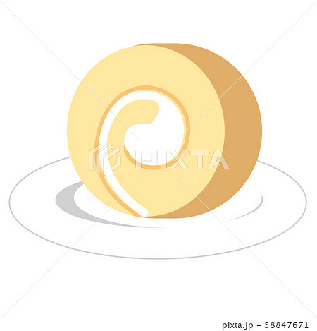 お皿に乗ったロールケーキのイラスト素材