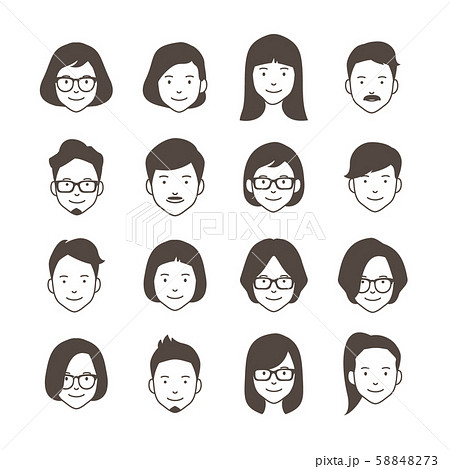 男性と女性の顔と髪型のイラスト素材 5473