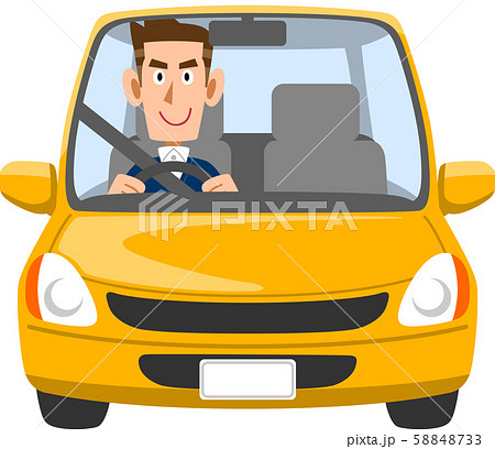 自動車を運転する若い男性のイラスト素材